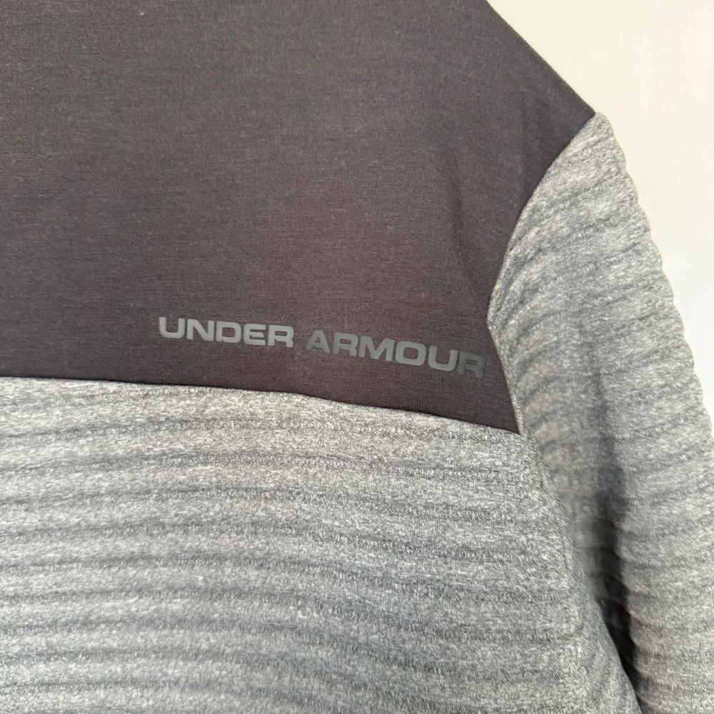 Under Armour Mens Gray Ribbed Quarter Zip Pullover Athletic Jacket Large 2XL